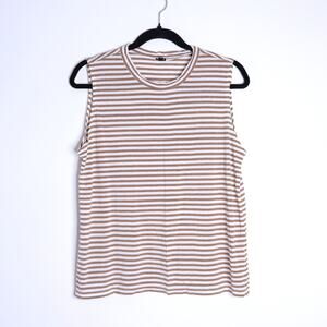 MONROW Stripe Muscle Tank Sahara Stripe Sleeveless Casual Women's M